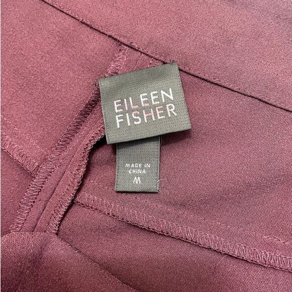 Eileen Fisher Silk Georgette Crepe Trouser Pants Straight Leg Medium Minimalist - Picture 10 of 12